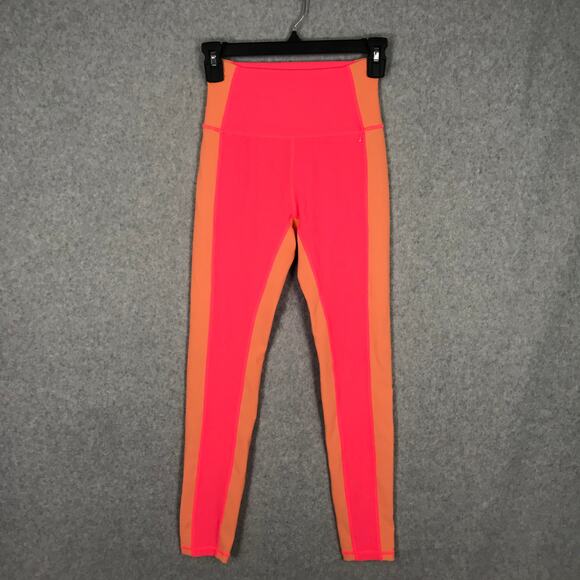 Wilo The Label Leggings Women XS Pink Peach Ribbed Contrast 7/8 Yoga Active READ - Picture 1 of 13